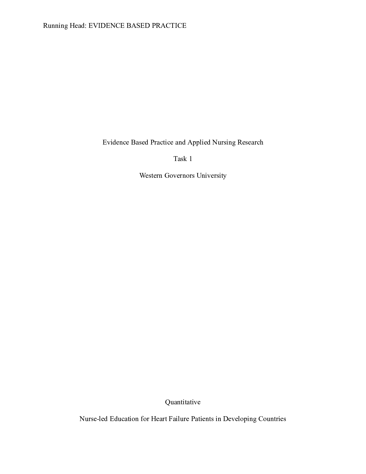 Preview image of EBP Task 1 (1).docx    Evidence Based Practice and Applied Nursing Research  Task 1   West document